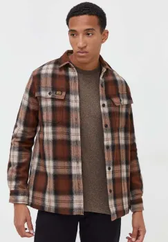 Superdry jacheta tip camasa barbati, culoarea maro, de tranzitie imagine