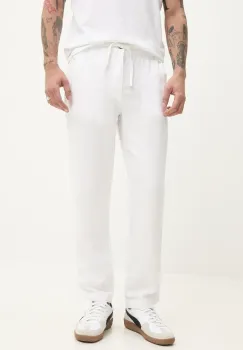 Superdry pantaloni din in barbati, culoarea alb, drept, M7011318A-01C imagine