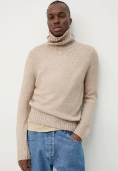Superdry pulover barbati, culoarea bej, calduros, cu guler, M6110618A-2WG imagine