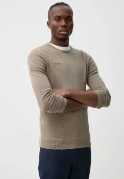 Superdry pulover din amestec de lana barbati, culoarea maro, M6110641A-CGK imagine