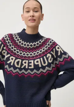 Superdry pulover din amestec de lana femei, culoarea albastru marin, W6110555A-B9R imagine