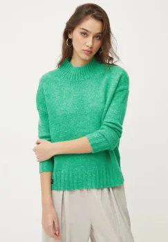 Superdry pulover din amestec de lana femei, culoarea verde, light, cu turtleneck, W6110551A-GYJ imagine