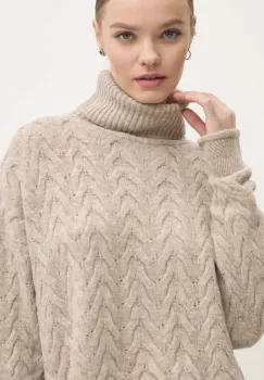 Superdry pulover femei, culoarea bej, cu guler, W6110580A-B2R imagine