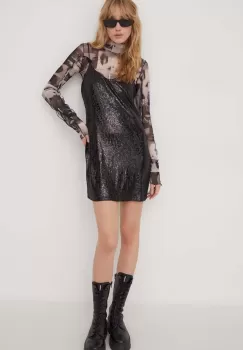 Superdry rochie culoarea negru, mini, mulata imagine