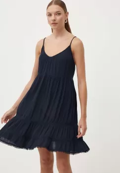 Superdry rochie din bumbac culoarea albastru marin, mini, evazati imagine