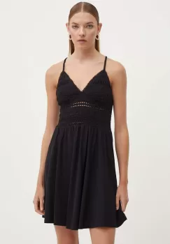 Superdry rochie din bumbac culoarea negru, mini, evazati imagine