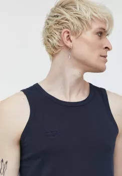 Superdry tricou din bumbac barbati, culoarea albastru marin imagine