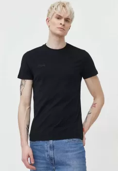 Superdry tricou din bumbac barbati, culoarea negru, neted imagine