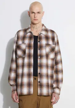 Taikan camasa Heavyweight Plaid Shirt barbati, culoarea maro, cu guler clasic, regular TW0003.BRN imagine