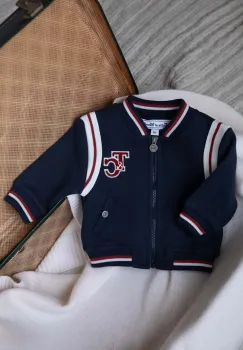 Tartine et Chocolat hanorac de bumbac pentru bebelusi culoarea albastru marin, cu imprimeu, TZ17001 imagine