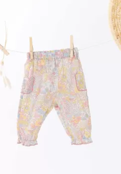 Tartine et Chocolat pantaloni din bumbac pentru bebelusi culoarea bej, modelator imagine