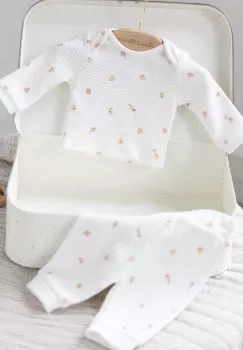 Tartine et Chocolat pijamale de bumbac pentru copii culoarea alb, modelator imagine