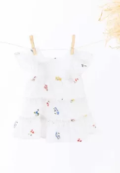 Tartine et Chocolat rochie din bumbac pentru bebelusi culoarea alb, mini, evazati imagine