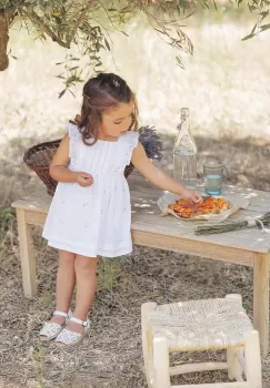 Tartine et Chocolat rochie din bumbac pentru copii culoarea alb, mini, evazati imagine