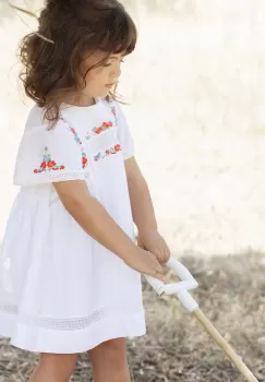 Tartine et Chocolat rochie din bumbac pentru copii culoarea alb, mini, evazati imagine