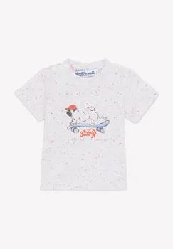 Tartine et Chocolat tricou din bumbac pentru bebelusi culoarea portocaliu, cu imprimeu, CA10031 imagine