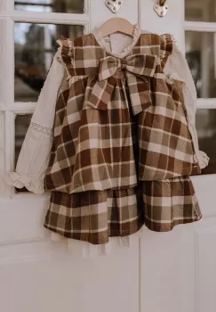 That's mine rochie din bumbac pentru copii Nanna culoarea maro, mini, evazati imagine