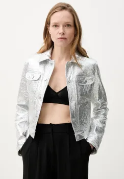 The Kooples geaca culoarea argintiu, de tranzitie, FBLO30008K imagine