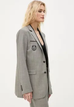 The Kooples geaca de lana culoarea gri, un singur rand de nasturi, neted, FVES29007K imagine