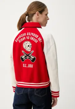 The Kooples geaca de lana culoarea rosu, de tranzitie, FCUI30001K imagine