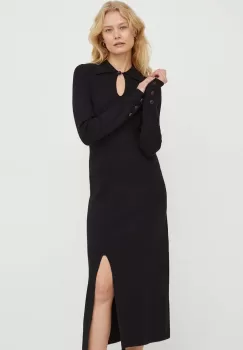The Kooples rochie culoarea negru, midi, drept imagine