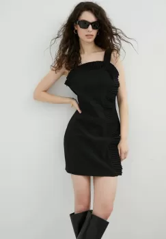 The Kooples rochie culoarea negru, mini, drept imagine