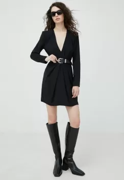 The Kooples rochie culoarea negru, mini, drept imagine