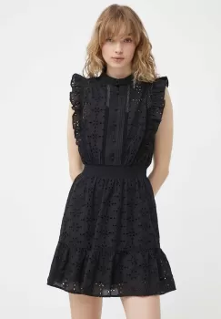 The Kooples rochie din bumbac culoarea negru, mini, evazati, FROB28170K imagine