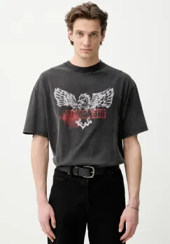 The Kooples tricou din bumbac barbati, culoarea gri, cu imprimeu, HTSC30005K imagine