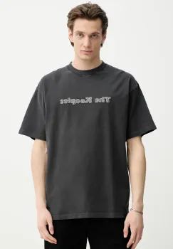The Kooples tricou din bumbac barbati, culoarea gri, cu imprimeu, HTSC30020K imagine
