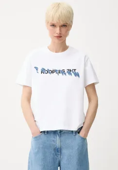 The Kooples tricou din bumbac culoarea alb, FTSC30049K imagine
