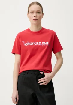 The Kooples tricou din bumbac femei, culoarea rosu, FTSC30027K imagine