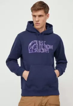 The North Face bluza barbati, culoarea albastru marin, cu gluga, cu imprimeu imagine