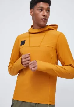 The North Face bluza barbati, culoarea galben, cu gluga, neted imagine