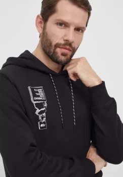The North Face bluza barbati, culoarea negru, cu gluga, cu imprimeu, NF0A87FGJK31 imagine