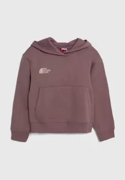 The North Face bluza copii G VERTICAL LINE HOODIE culoarea violet, cu gluga, cu imprimeu imagine