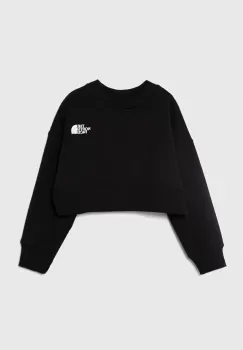 The North Face bluza copii NEW CUTLINE CREW FLEECE culoarea negru, neted imagine