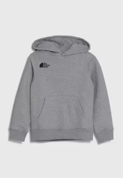 The North Face bluza copii NEW GRAPHIC HOODIE culoarea gri, cu gluga, cu imprimeu imagine
