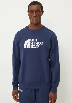The North Face bluza Drew Peak barbati, culoarea albastru marin, cu imprimeu, NF0A89EK8K21 imagine