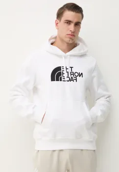 The North Face bluza Drew Peak barbati, culoarea bej, cu gluga, cu imprimeu, NF0A89EMLA91 imagine