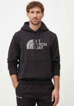 The North Face bluza Drew Peak barbati, culoarea negru, cu gluga, cu imprimeu, NF0A89EMJK31 imagine