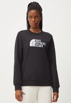 The North Face bluza Drew Peak Crew femei, culoarea negru, cu imprimeu, NF0A89EFJK31 imagine