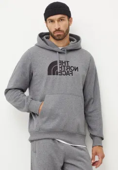 The North Face bluza Drew Peak Pullover Hoodie barbati, culoarea gri, cu gluga, cu imprimeu, NF0A89EMDYY1 imagine