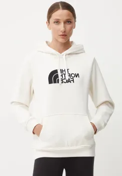 The North Face bluza Drew Peak Pullover Hoodie femei, culoarea bej, cu gluga, cu imprimeu, NF0A89EHQLI1 imagine