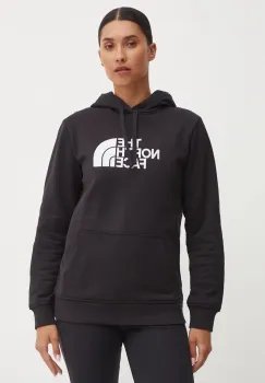 The North Face bluza Drew Peak Pullover Hoodie femei, culoarea negru, cu gluga, cu imprimeu, NF0A89EHJK31 imagine