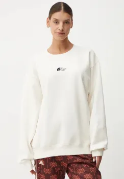 The North Face bluza Essential Crew femei, culoarea bej, cu imprimeu, NF0A89EPQLI1 imagine