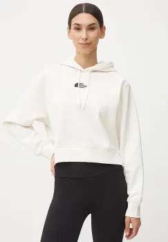 The North Face bluza Essential Crop Hoodie femei, culoarea bej, cu gluga, neted, NF0A89EXQLI1 imagine