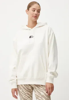The North Face bluza Essential Hoodie femei, culoarea bej, cu gluga, neted, NF0A89ENQLI1 imagine