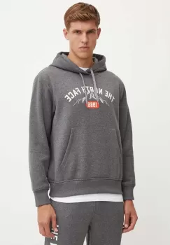 The North Face bluza Hoodie Varsity Graphic barbati, culoarea gri, cu gluga, cu imprimeu, NF0A89DJDYY1 imagine