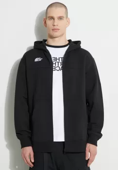 The North Face bluza M Essential Fz Hoodie barbati, culoarea negru, cu gluga, cu imprimeu, NF0A87FBJK31 imagine